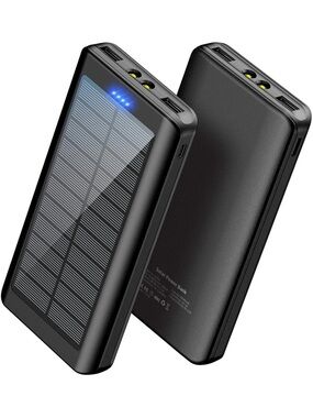 Solar Power Bank Portable Charger 30000mAh External Battery Pack USB Flashlight